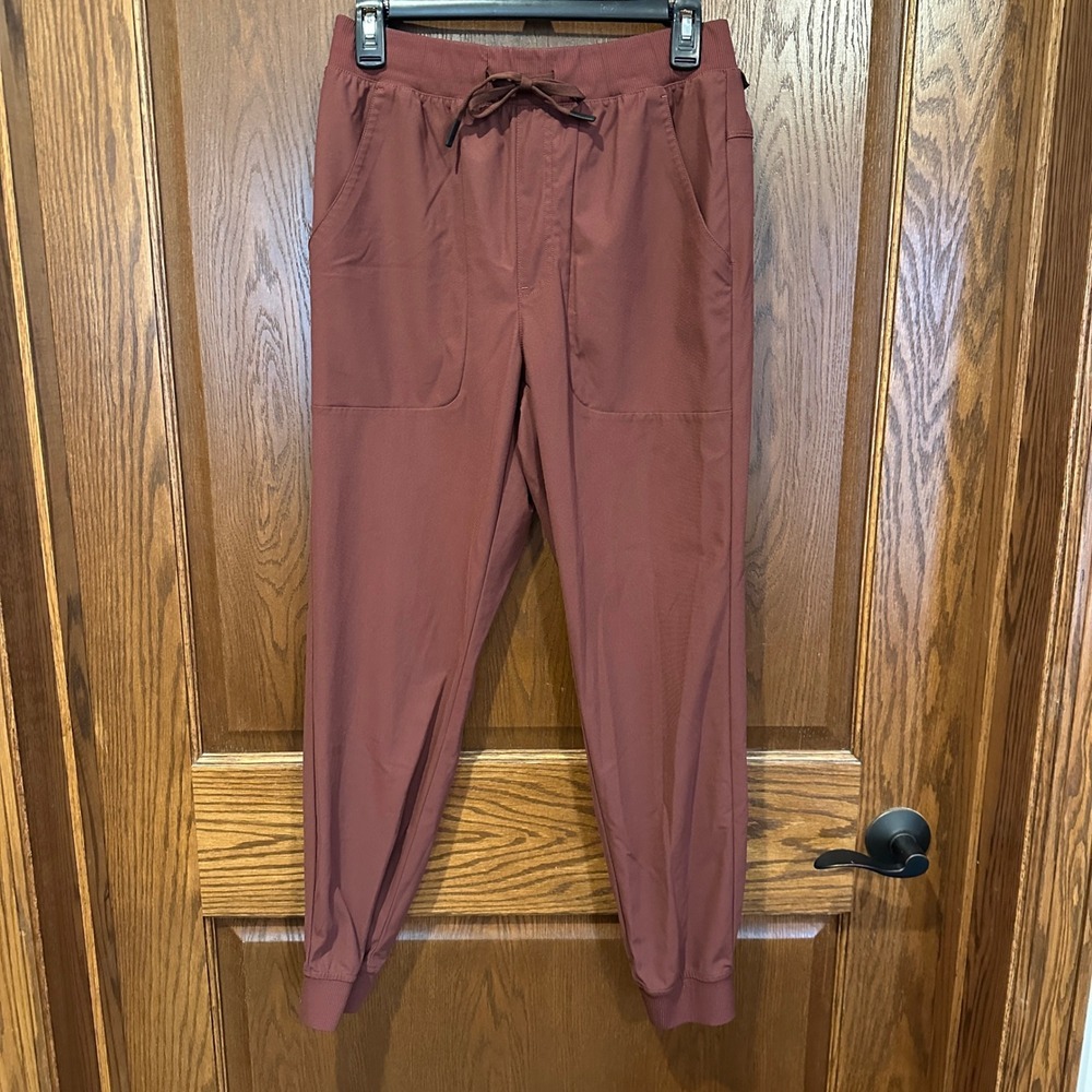 Athletic Jogger Pants Women Small Red Drawstring Waist Pockets Activewear